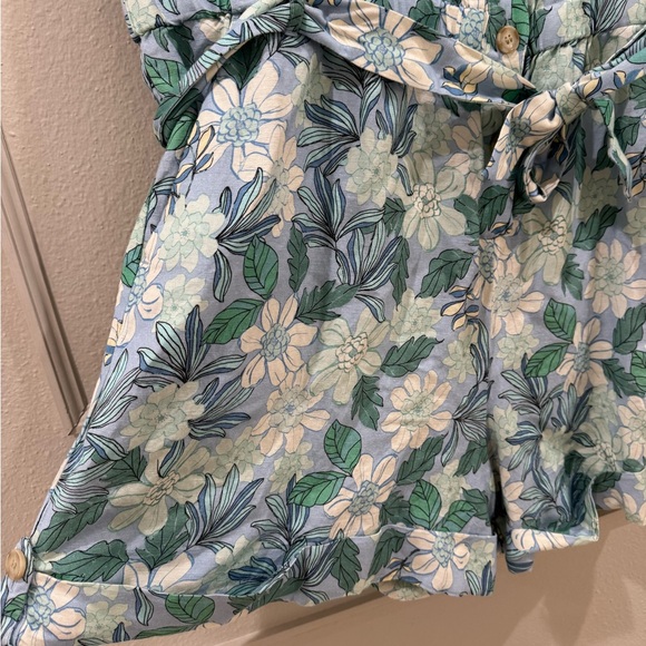 NWT LOFT Blue & Green Floral Tie-Waist shorts Romper size XXL - Picture 5 of 5